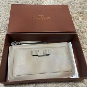 Coach Elegant Beige Wristlet Clutch